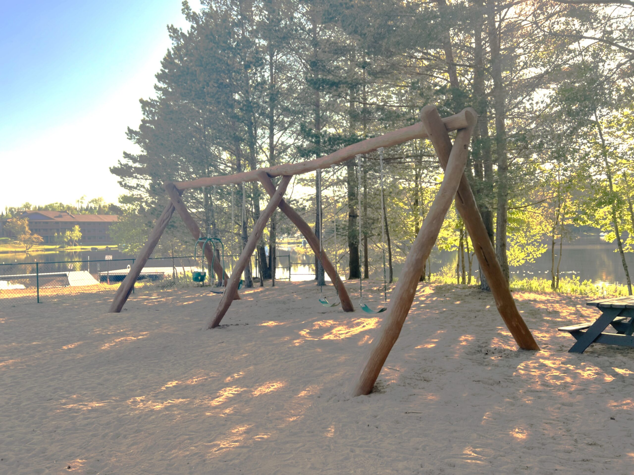 Independent Play & Free Standing 348 Locust Swing Set- 2 Bay (1)