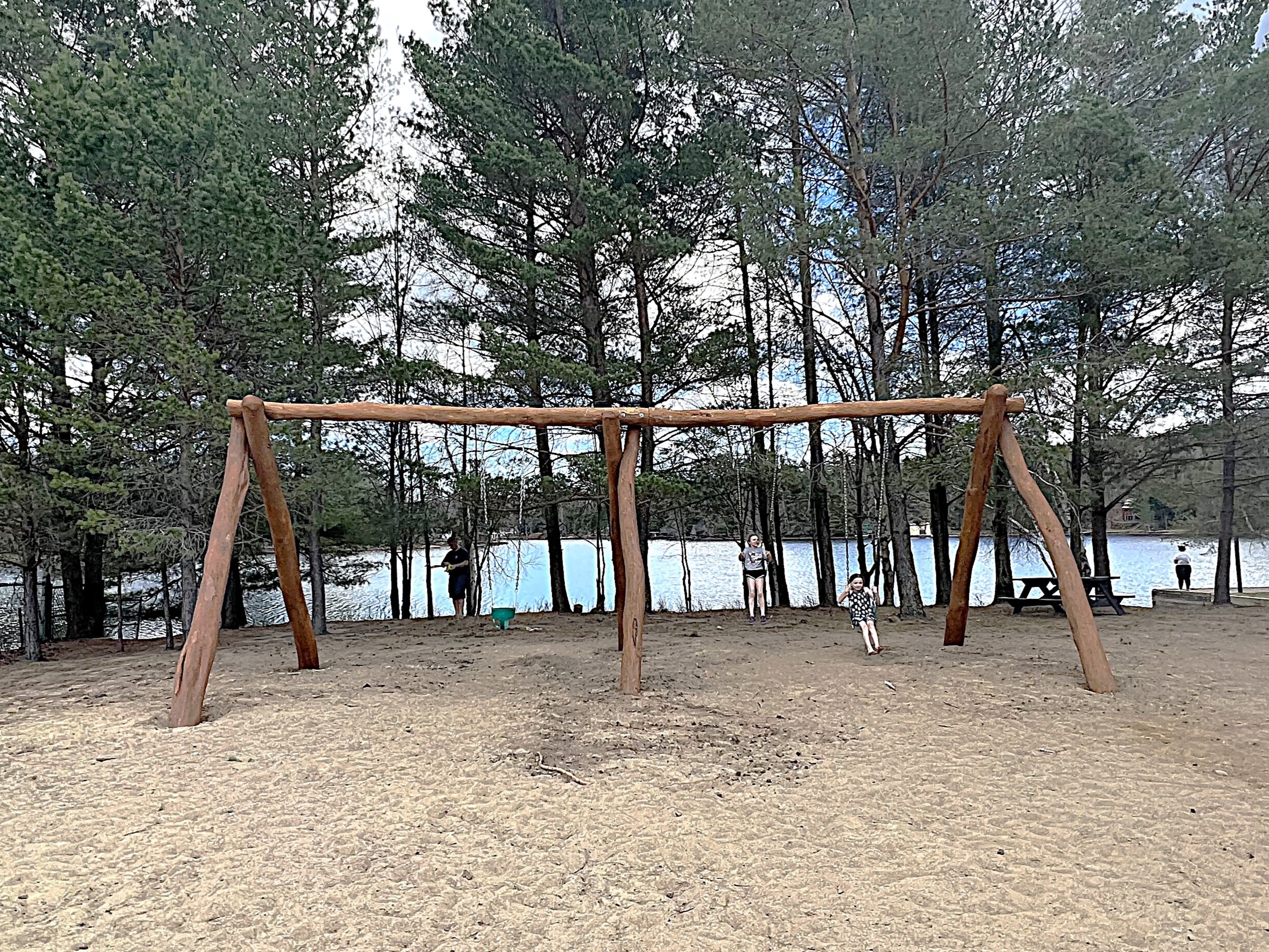 Independent Play & Free Standing 350 Locust Swing Set- 2 Bay (3)